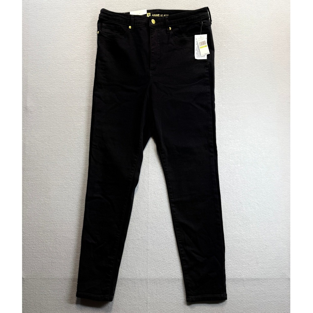 Anne Klein Jeans Women 14 Black High Rise Skinny 32x29 New